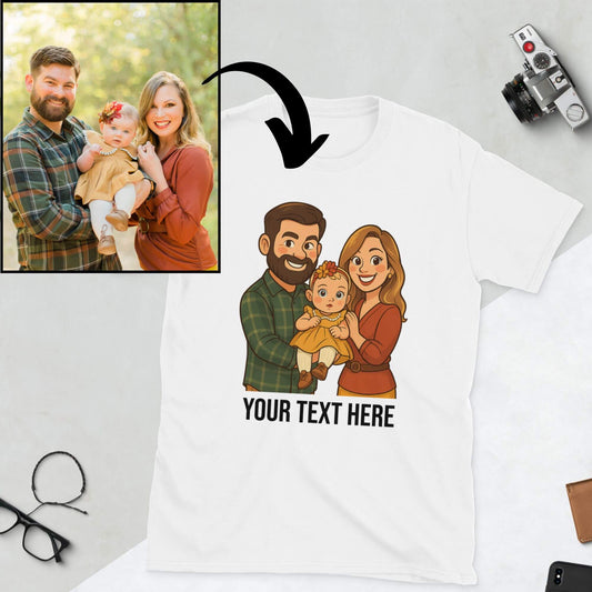 Custom Cartoon T-Shirt from Your Photo – Personalised Gift Tee