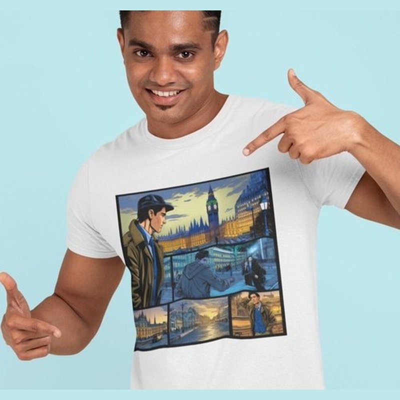 Comic Book Page Tshirt - Detective in London Mystery SolverT - ShirtGalactrip CoutureComic Book Page Tshirt - Detective in London Mystery Solver | Unique Design, Gift for Comic Lovers, Streetwear T - Shirt 18
