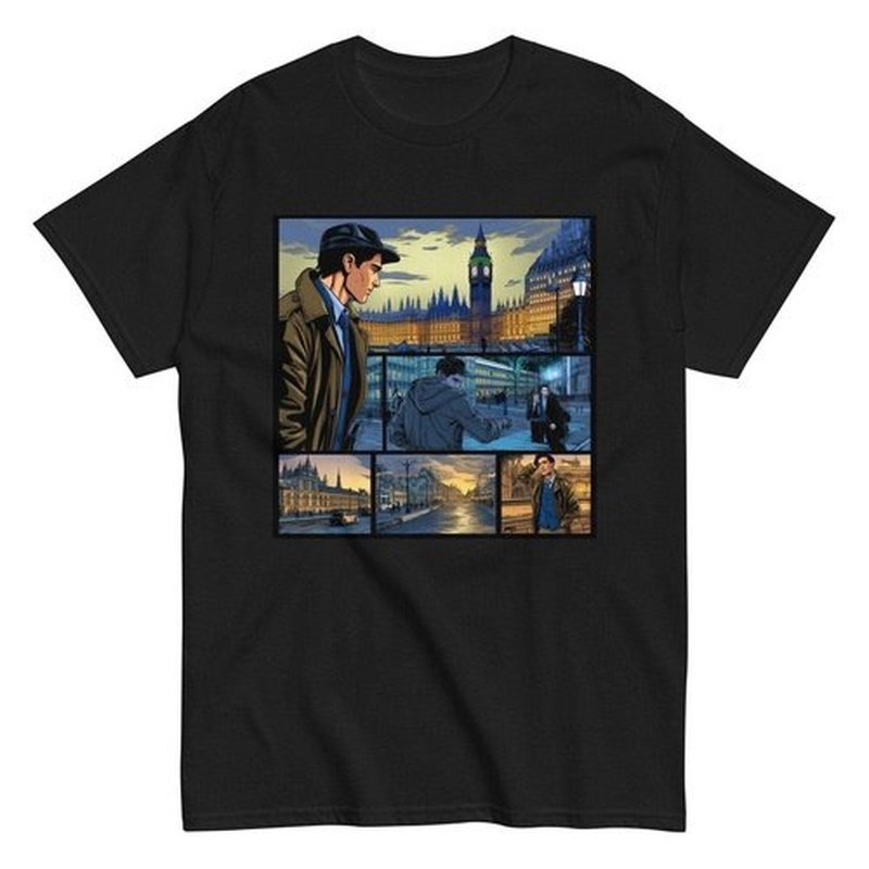 Comic Book Page Tshirt - Detective in London Mystery SolverT - ShirtGalactrip CoutureComic Book Page Tshirt - Detective in London Mystery Solver | Unique Design, Gift for Comic Lovers, Streetwear T - Shirt 18