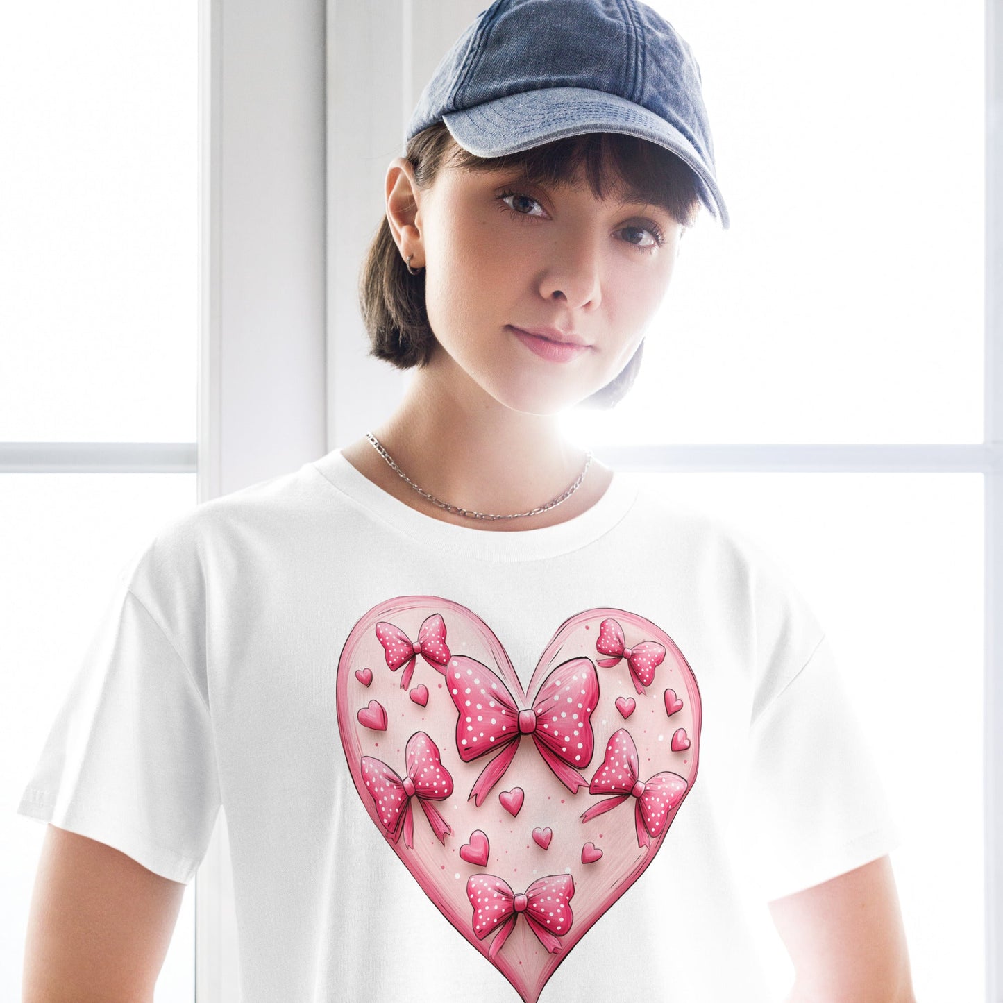 Coquette Heart Pink Heart Bow Crop TopCrop TopGalactrip CoutureProduct mockup