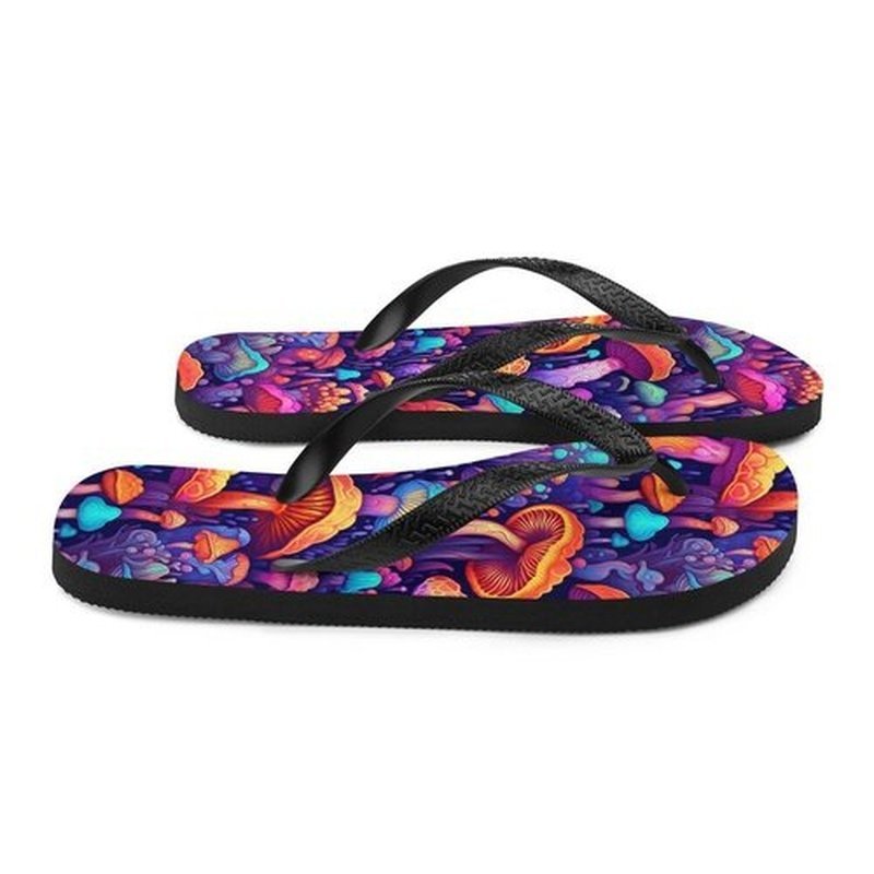Magic Mushroom Flip Flops, Custom Unisex Summer Sandals, Durable Beach ShoesFlip FlopsGalactrip CoutureMagic Mushrooms Flip - Flops, Summer Vibes 18