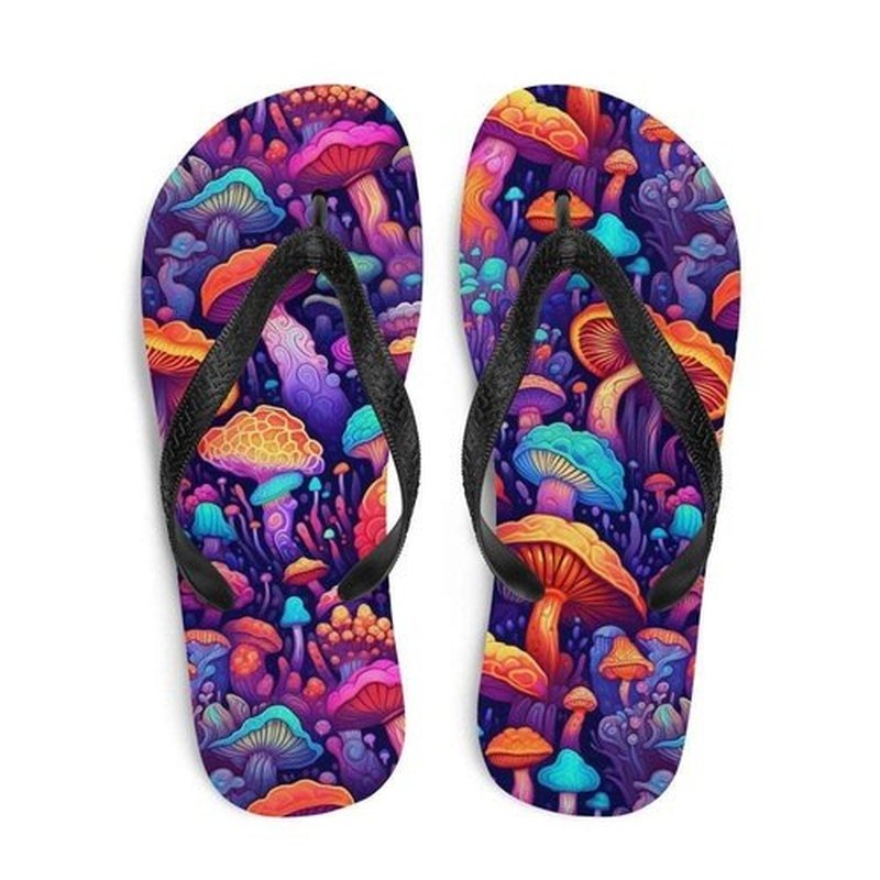 Magic Mushroom Flip Flops, Custom Unisex Summer Sandals, Durable Beach ShoesFlip FlopsGalactrip CoutureMagic Mushrooms Flip - Flops, Summer Vibes 18