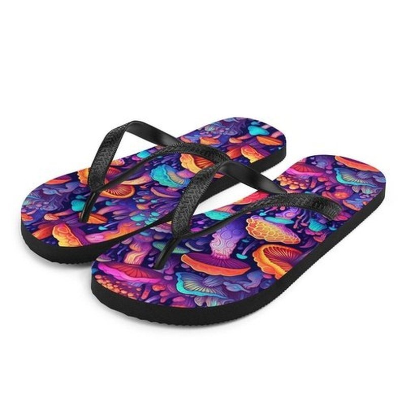 Magic Mushroom Flip Flops, Custom Unisex Summer Sandals, Durable Beach ShoesFlip FlopsGalactrip CoutureMagic Mushrooms Flip - Flops, Summer Vibes 18
