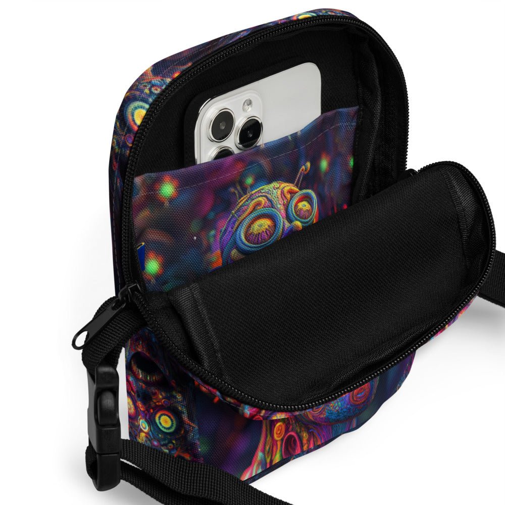 Psychedelic Aliens - Crossbody Festival Party BagCrossbody BagGalactrip CouturePsychedelic Aliens - Crossbody Festival Party Bag