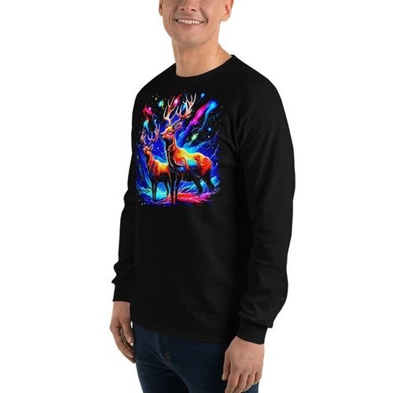 Reindeer Long Sleeve Christmas ShirtLong Sleeve ShirtGalactrip CoutureReindeer Long Sleeve Christmas Shirt