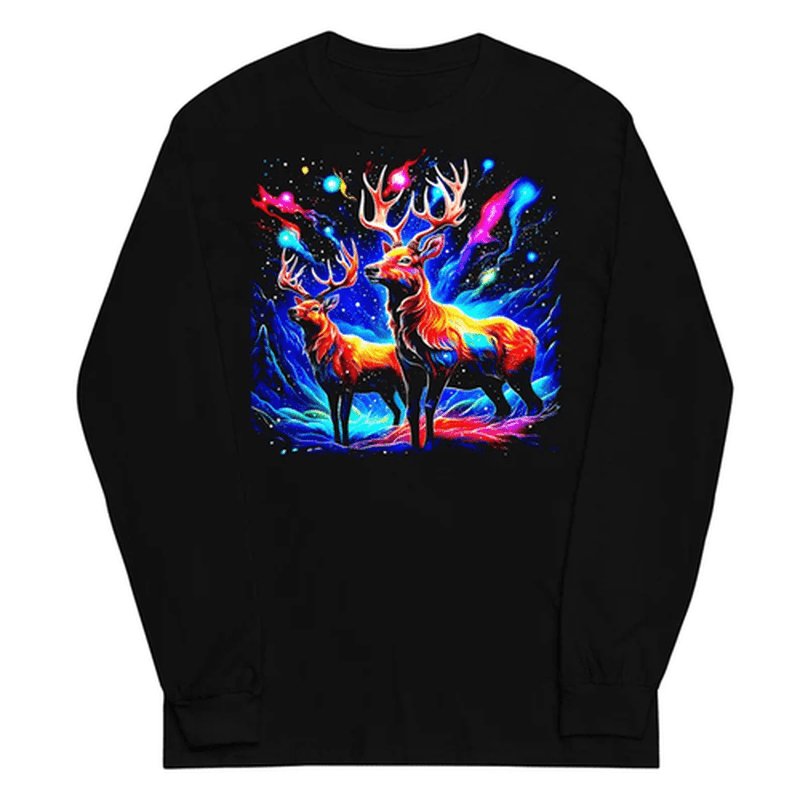Reindeer Long Sleeve Christmas ShirtLong Sleeve ShirtGalactrip CoutureReindeer Long Sleeve Christmas Shirt
