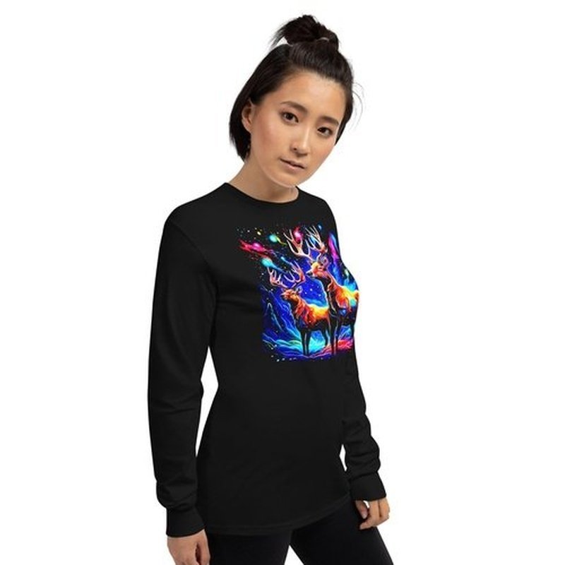 Reindeer Long Sleeve Christmas ShirtLong Sleeve ShirtGalactrip CoutureReindeer Long Sleeve Christmas Shirt