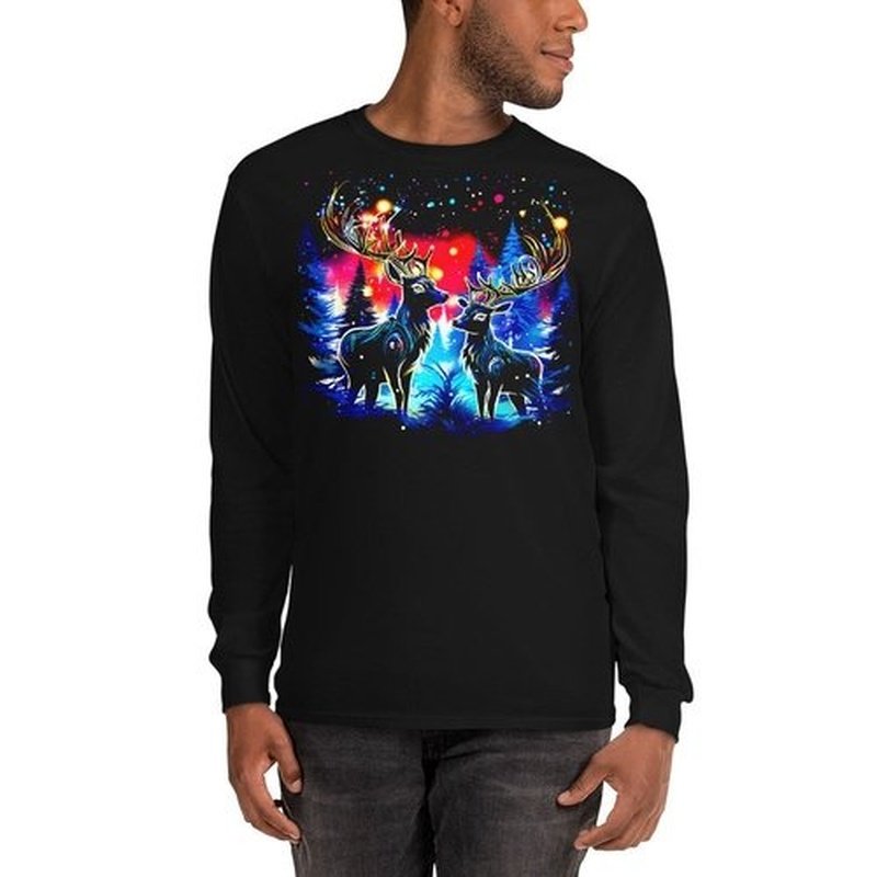 Reindeer Polar Light Long Sleeve ShirtLong Sleeve ShirtGalactrip CoutureReindeer Polar Light Long Sleeve Shirt