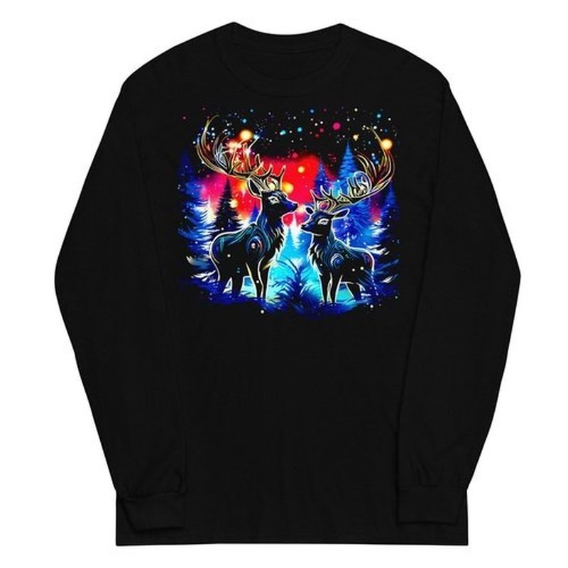 Reindeer Polar Light Long Sleeve ShirtLong Sleeve ShirtGalactrip CoutureReindeer Polar Light Long Sleeve Shirt