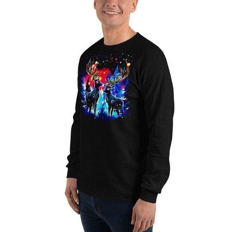 Reindeer Polar Light Long Sleeve ShirtLong Sleeve ShirtGalactrip CoutureReindeer Polar Light Long Sleeve Shirt