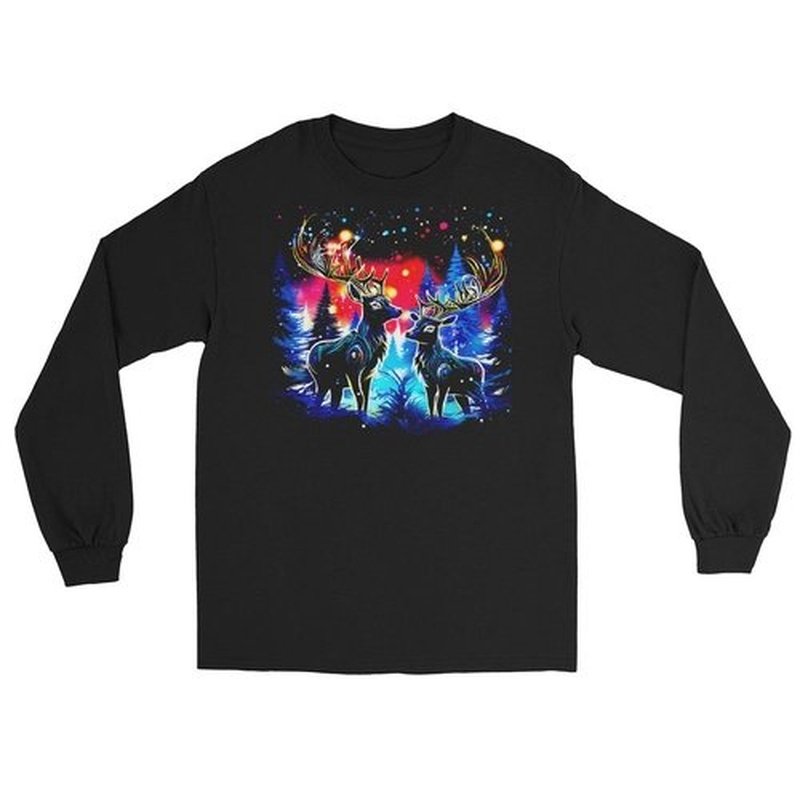 Reindeer Polar Light Long Sleeve ShirtLong Sleeve ShirtGalactrip CoutureReindeer Polar Light Long Sleeve Shirt