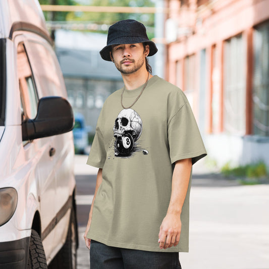Skull & 8 - Ball Oversized Faded T-Shirt – Vintage Streetwear EdgeT-ShirtGalactrip CoutureProduct mockup