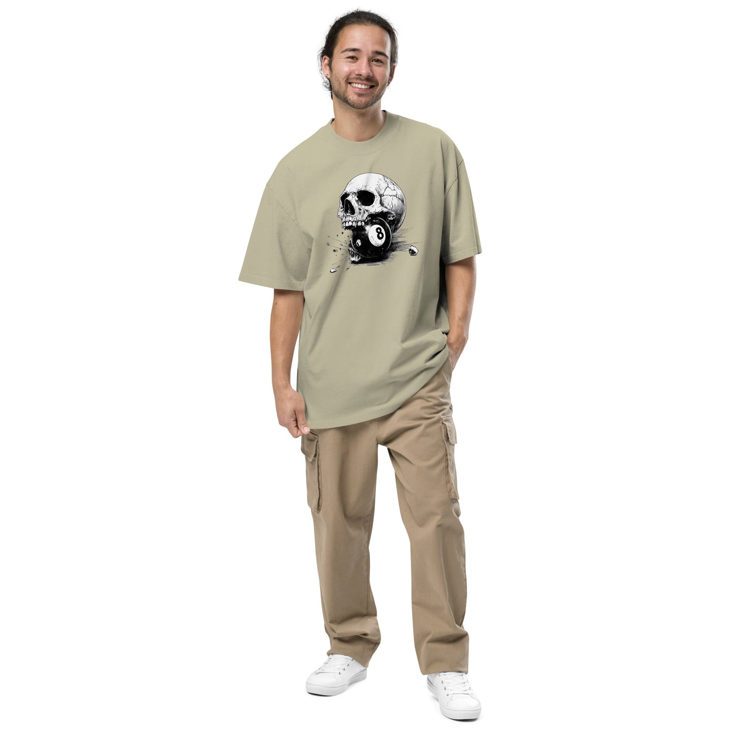 Skull & 8 - Ball Oversized Faded T-Shirt – Vintage Streetwear EdgeT-ShirtGalactrip CoutureProduct mockup