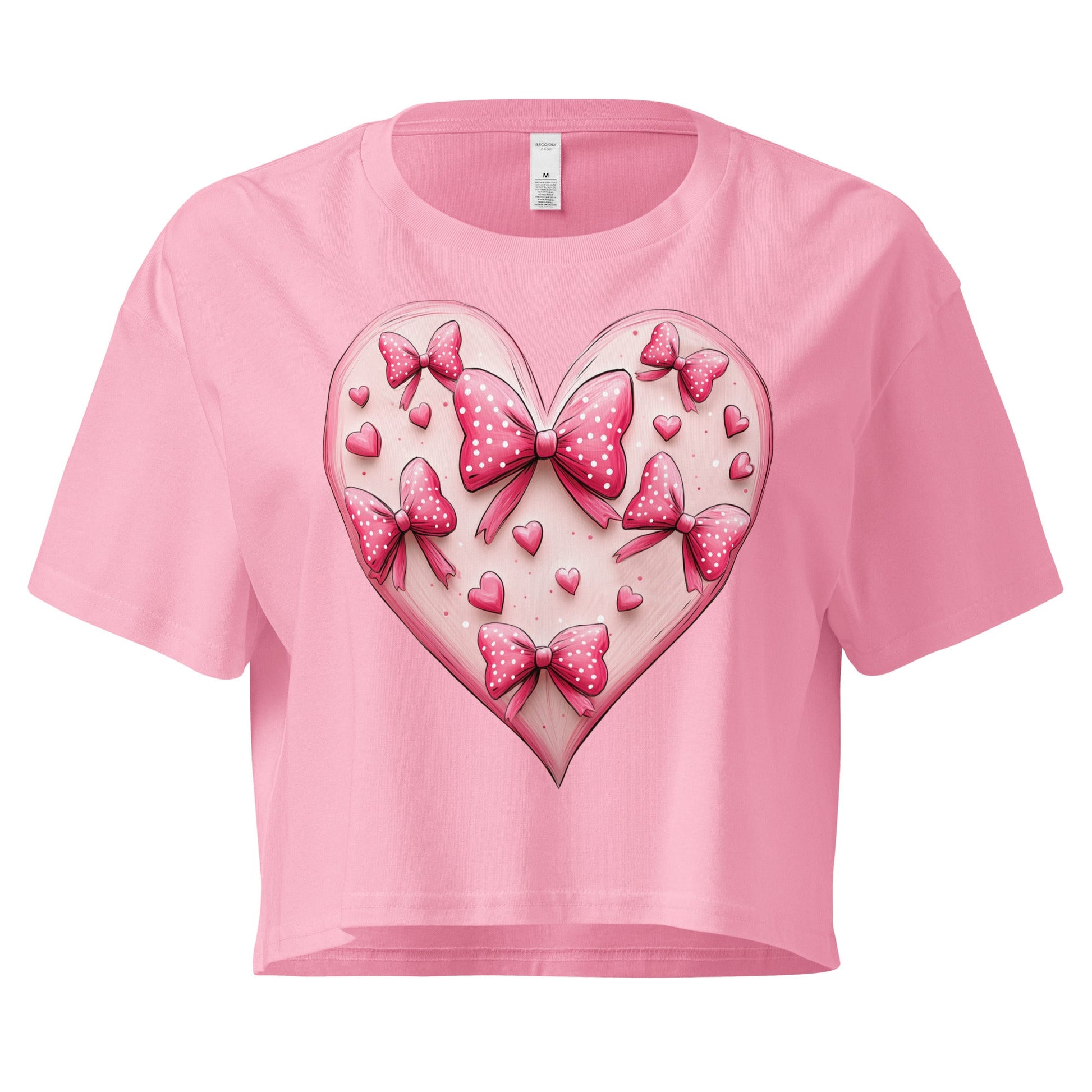 Coquette Heart Pink Heart Bow Crop TopCrop TopGalactrip CoutureProduct mockup