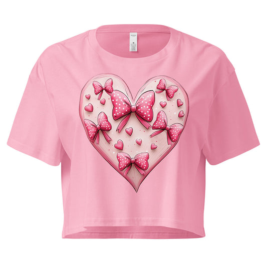 Coquette Heart Pink Heart Bow Crop TopCrop TopGalactrip CoutureProduct mockup