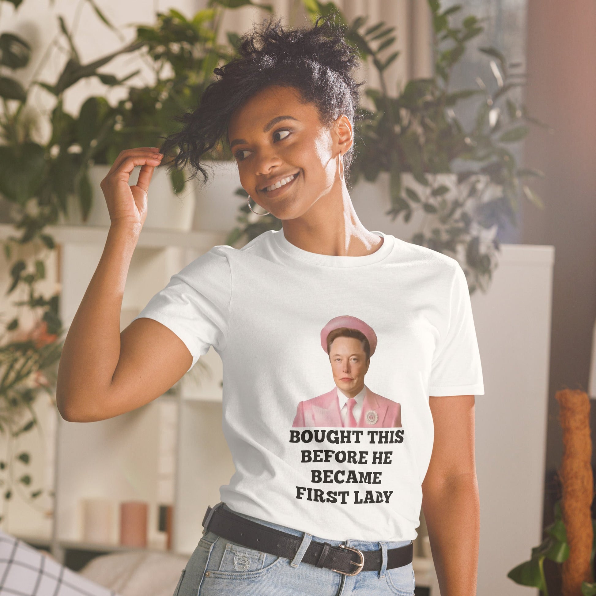 Funny Elon Musk Meme T-Shirt – "Bought This Before He Became First Lady" | Unisex Cotton TeeT-ShirtGalactrip CoutureProduct mockup