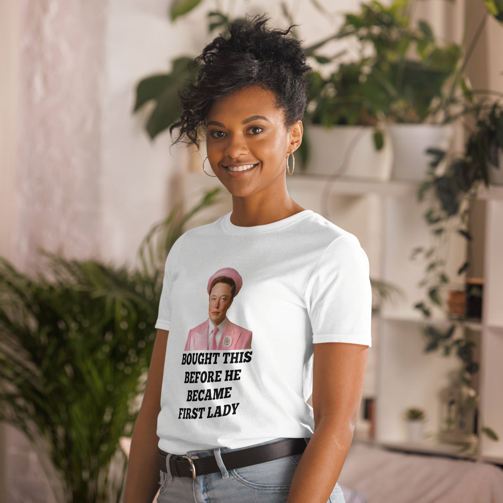 Funny Elon Musk Meme T-Shirt – "Bought This Before He Became First Lady" | Unisex Cotton TeeT-ShirtGalactrip CoutureProduct mockup