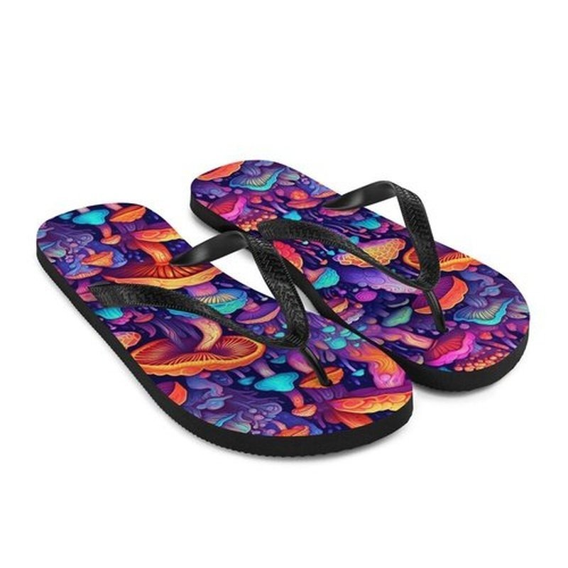 Magic Mushroom Flip Flops, Custom Unisex Summer Sandals, Durable Beach ShoesFlip FlopsGalactrip CoutureMagic Mushrooms Flip - Flops, Summer Vibes 18
