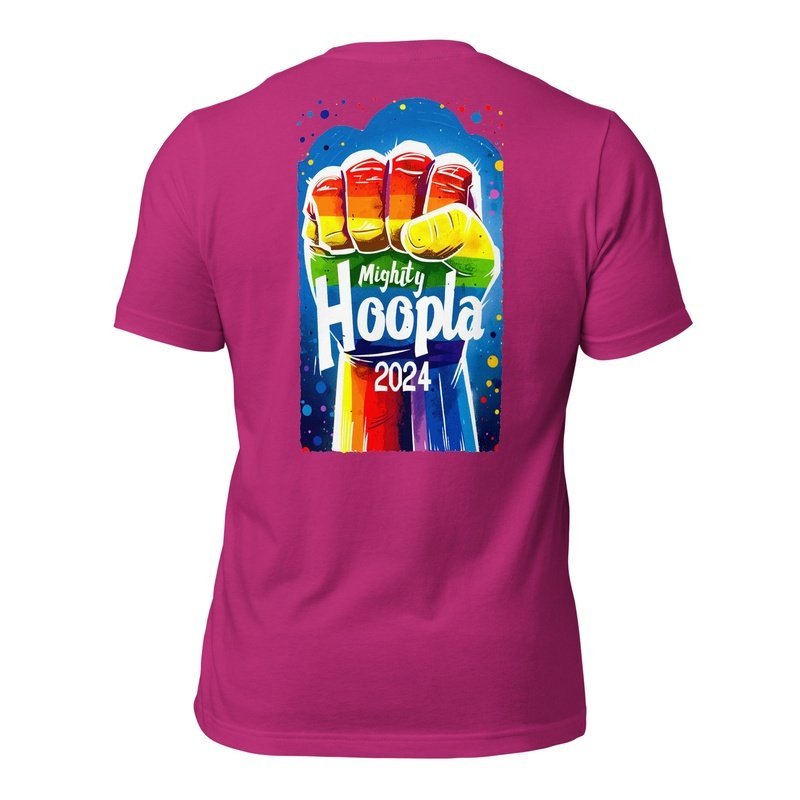 Mighty Hoopla 2024 Pride T - shirt, Rainbow Festival Tee, LGBTQ+ Graphic ShirtT - ShirtGalactrip CoutureMighty Hoopla 2024 Pride T - shirt, Rainbow Festival Tee, LGBTQ+ Graphic Shirt