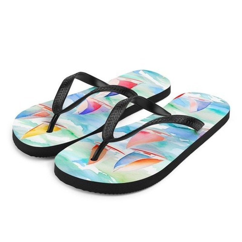 Nautical Flip - Flops with Sailboat Design - Unisex Beach Party ShoesFlip FlopsGalactrip CoutureSail Boats Nautical Flip - Flops, Summer Vibes Design Flip Flops 21.99