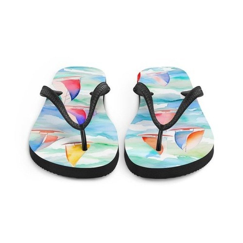 Nautical Flip - Flops with Sailboat Design - Unisex Beach Party ShoesFlip FlopsGalactrip CoutureSail Boats Nautical Flip - Flops, Summer Vibes Design Flip Flops 21.99