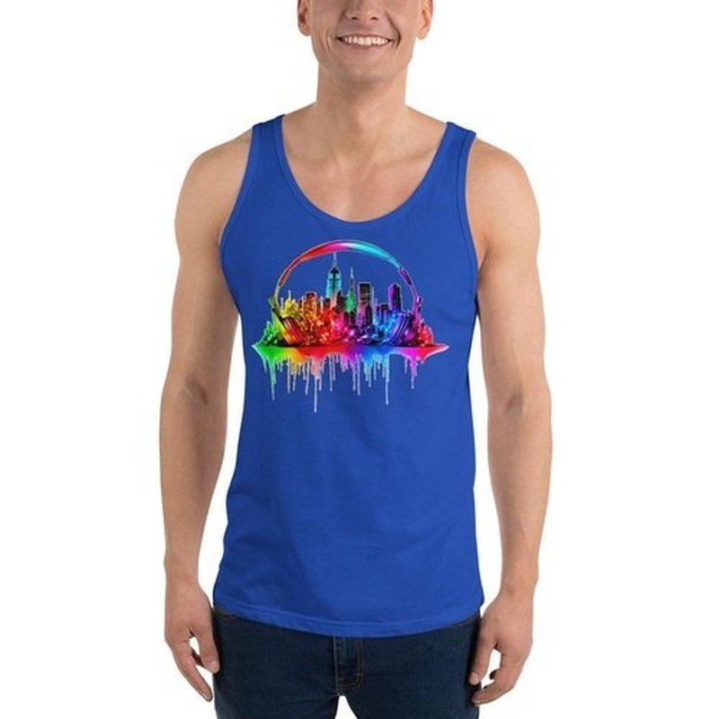 New York City Skyline Gym Tank Top for MenTank TopGalactrip CoutureNew York City Skyline Gym Tank Top for Men - Unique Design, Fitness, Beach, or Hot Summer Nights - Vibrant Print, Comfortable Fit Tank Top 35