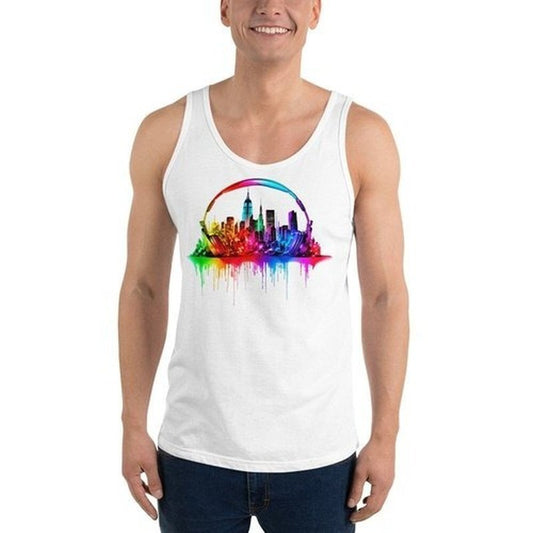 New York City Skyline Gym Tank Top for MenTank TopGalactrip CoutureNew York City Skyline Gym Tank Top for Men - Unique Design, Fitness, Beach, or Hot Summer Nights - Vibrant Print, Comfortable Fit Tank Top 35