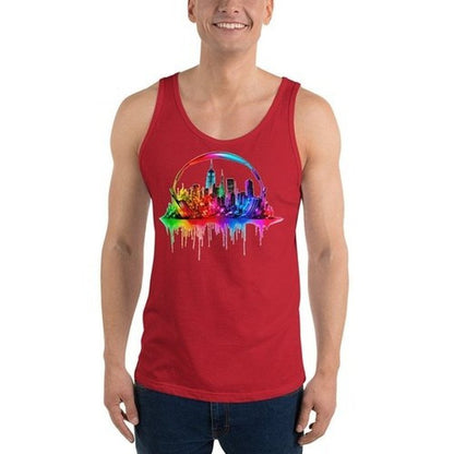 New York City Skyline Gym Tank Top for MenTank TopGalactrip CoutureNew York City Skyline Gym Tank Top for Men - Unique Design, Fitness, Beach, or Hot Summer Nights - Vibrant Print, Comfortable Fit Tank Top 35