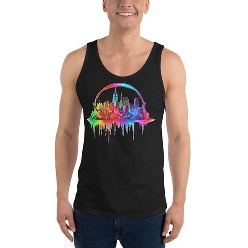 New York City Skyline Gym Tank Top for MenTank TopGalactrip CoutureNew York City Skyline Gym Tank Top for Men - Unique Design, Fitness, Beach, or Hot Summer Nights - Vibrant Print, Comfortable Fit Tank Top 35