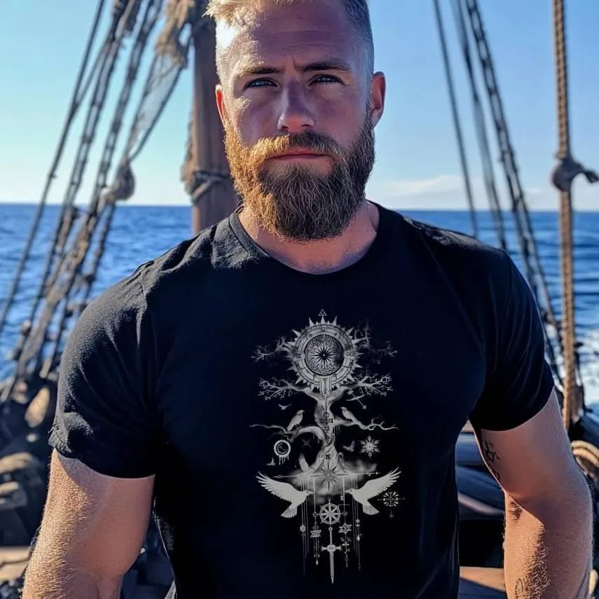 Norse Mythology Yggdrasil & Vegvísir Viking T-ShirtT-ShirtGalactrip CoutureNorse Mythology Yggdrasil & Vegvísir Viking T-Shirt