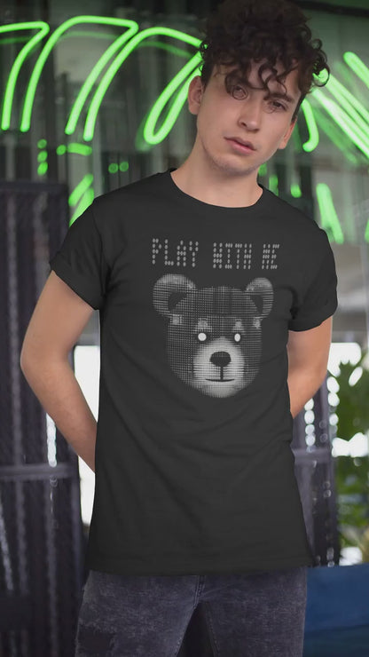 ASCII Code Bear T-Shirt - Nerdy Gamer Art, Original Abstract Design - Computer Nerds & Gamers Gift - Wearable Art