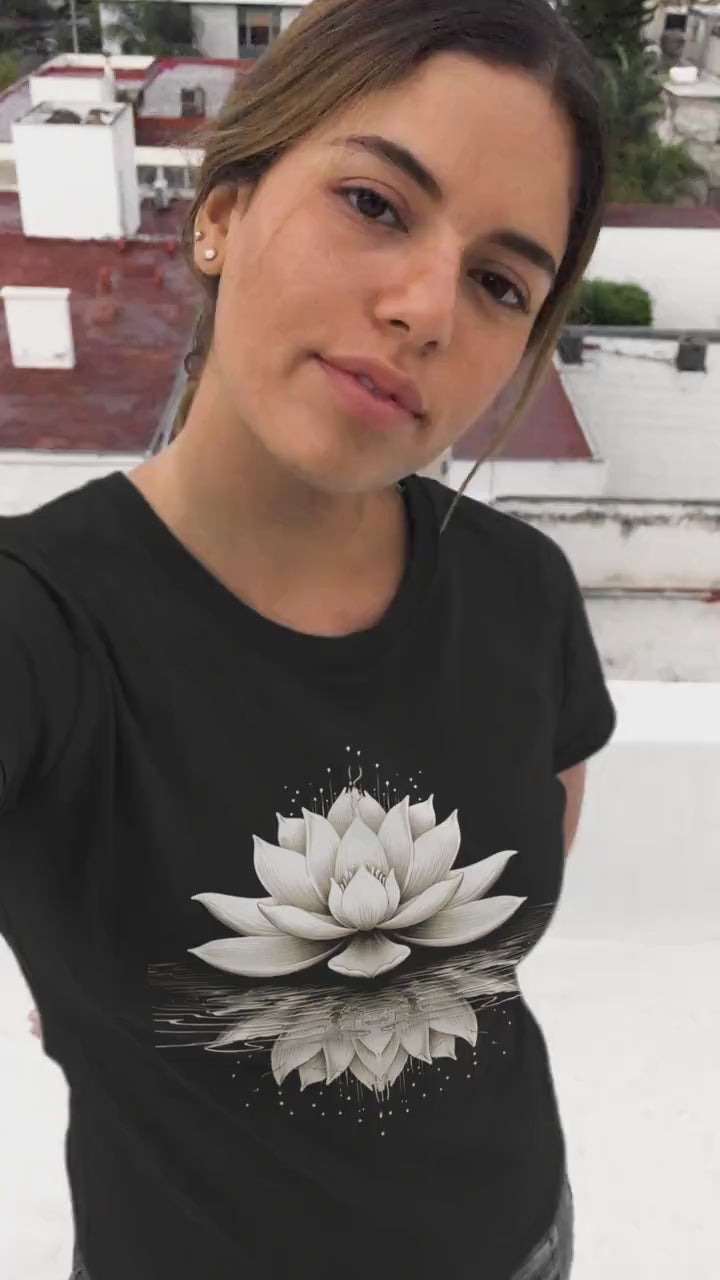 Lotus Flower Meditation T-Shirt - Yoga Zen Om Comfort Tee with Beautiful Floral Design