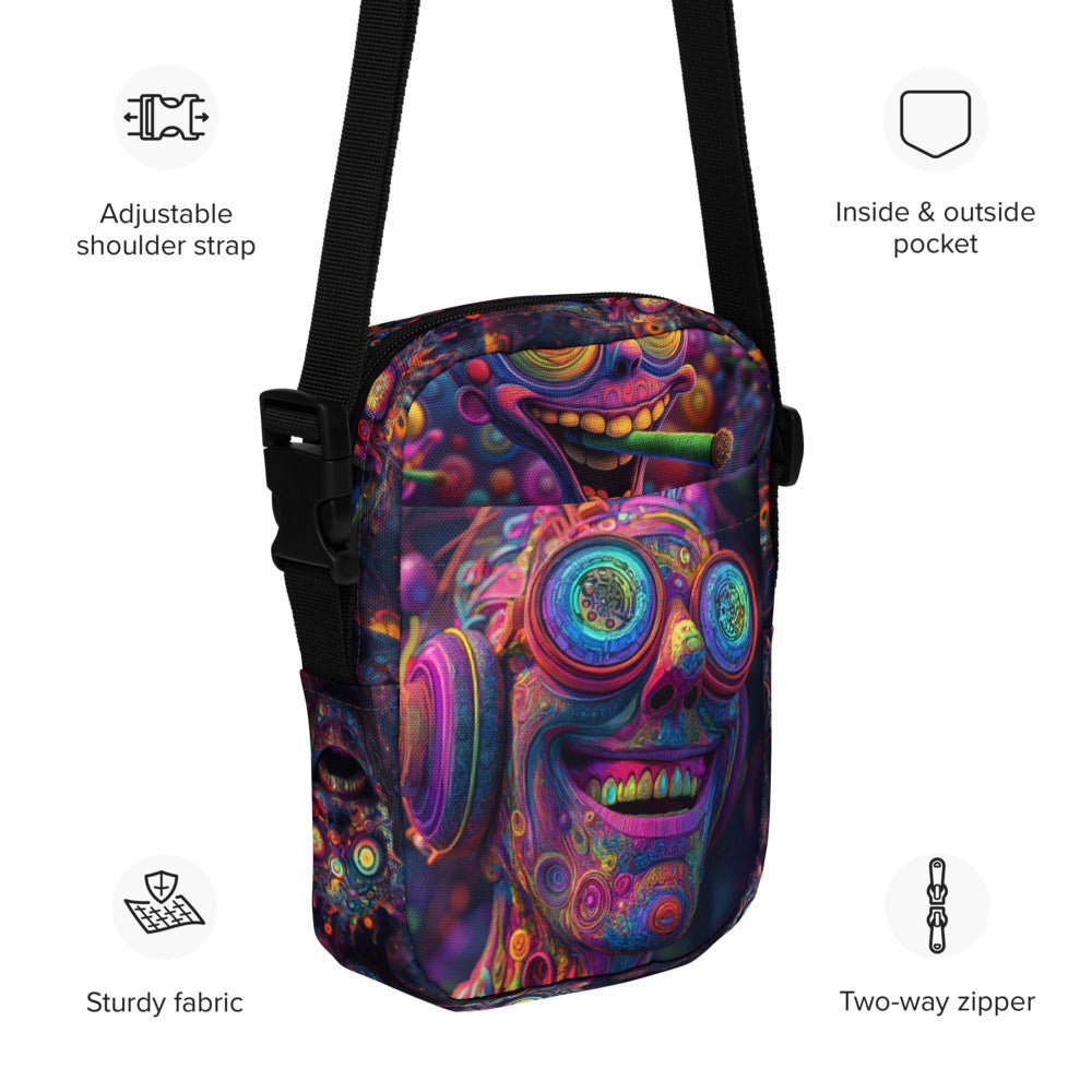 Psychedelic Aliens - Crossbody Festival Party BagCrossbody BagGalactrip CouturePsychedelic Aliens - Crossbody Festival Party Bag