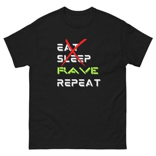 Rave Party T - Shirt: 'Eat, Sleep, RAVE, REPEAT'T - ShirtGalactrip CoutureRave Party T - Shirt: 'Eat, Sleep, RAVE, REPEAT' T - Shirt 18