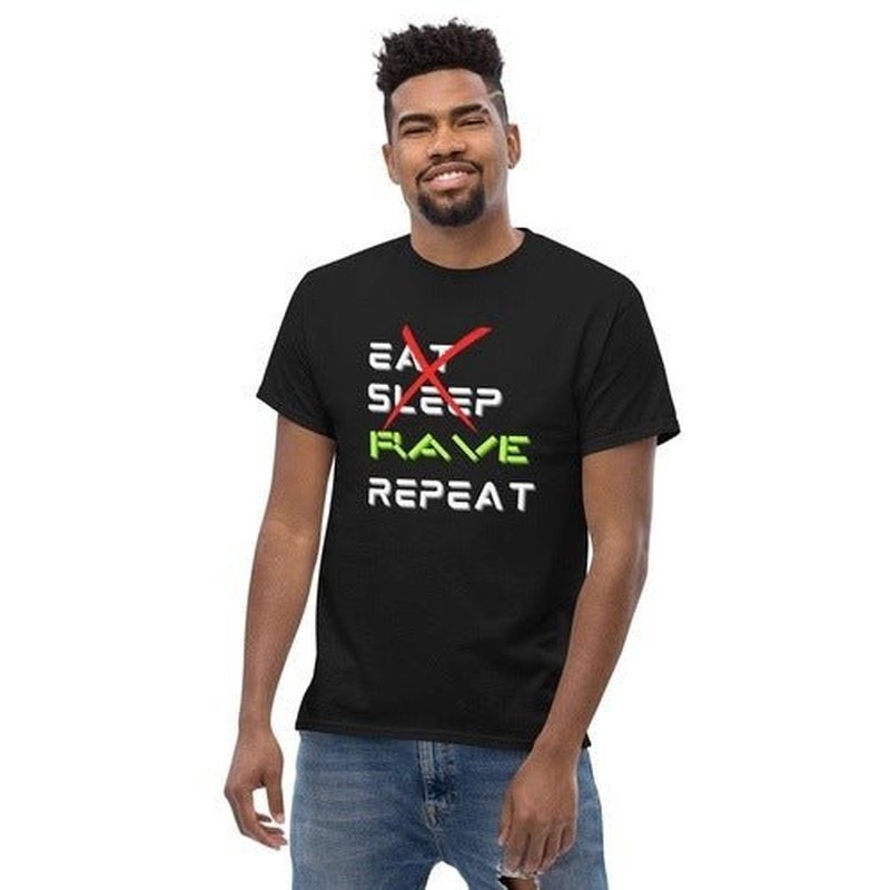 Rave Party T - Shirt: 'Eat, Sleep, RAVE, REPEAT'T - ShirtGalactrip CoutureRave Party T - Shirt: 'Eat, Sleep, RAVE, REPEAT' T - Shirt 18