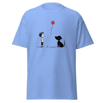 Retro Banksy - Inspired T - ShirtT - ShirtGalactrip CoutureRetro T - Shirt | a Boy, a Dog and a Balloon | Simple Elegant Illustration
