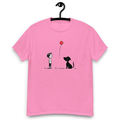 Retro Banksy - Inspired T - ShirtT - ShirtGalactrip CoutureRetro T - Shirt | a Boy, a Dog and a Balloon | Simple Elegant Illustration