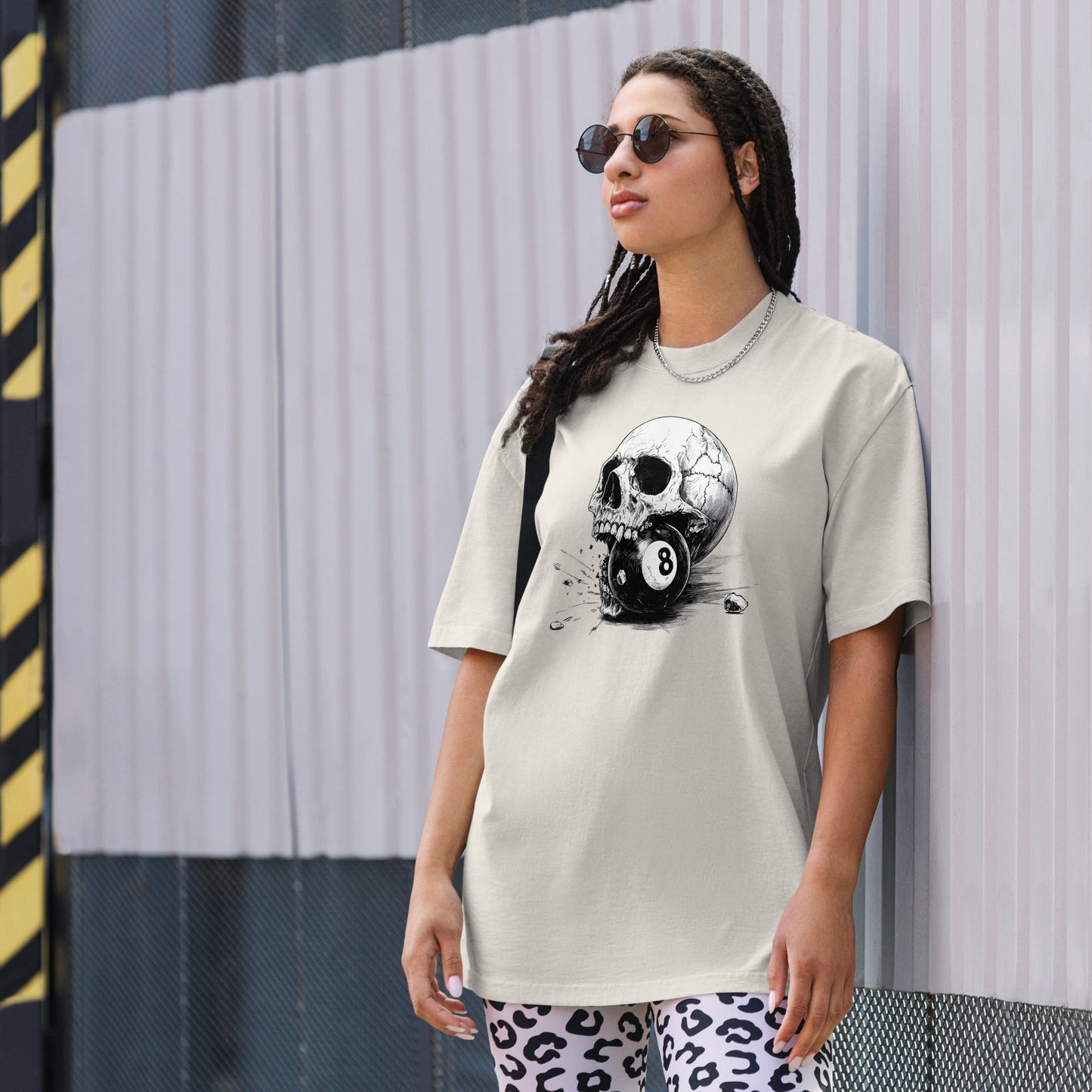 Skull & 8 - Ball Oversized Faded T-Shirt – Vintage Streetwear EdgeT-ShirtGalactrip CoutureProduct mockup