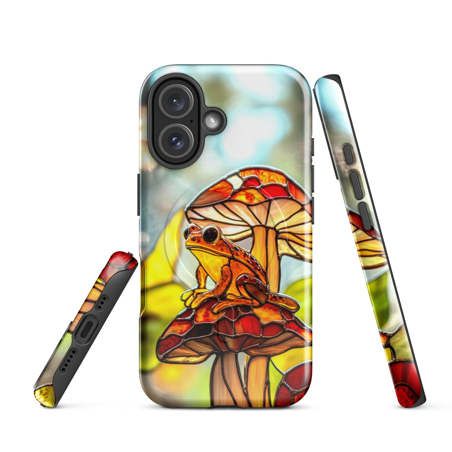 Stained Glass Effect Frog on a Mushroom MagSafe® Tough Case for iPhone®iPhone CaseGalactrip CoutureProduct mockup