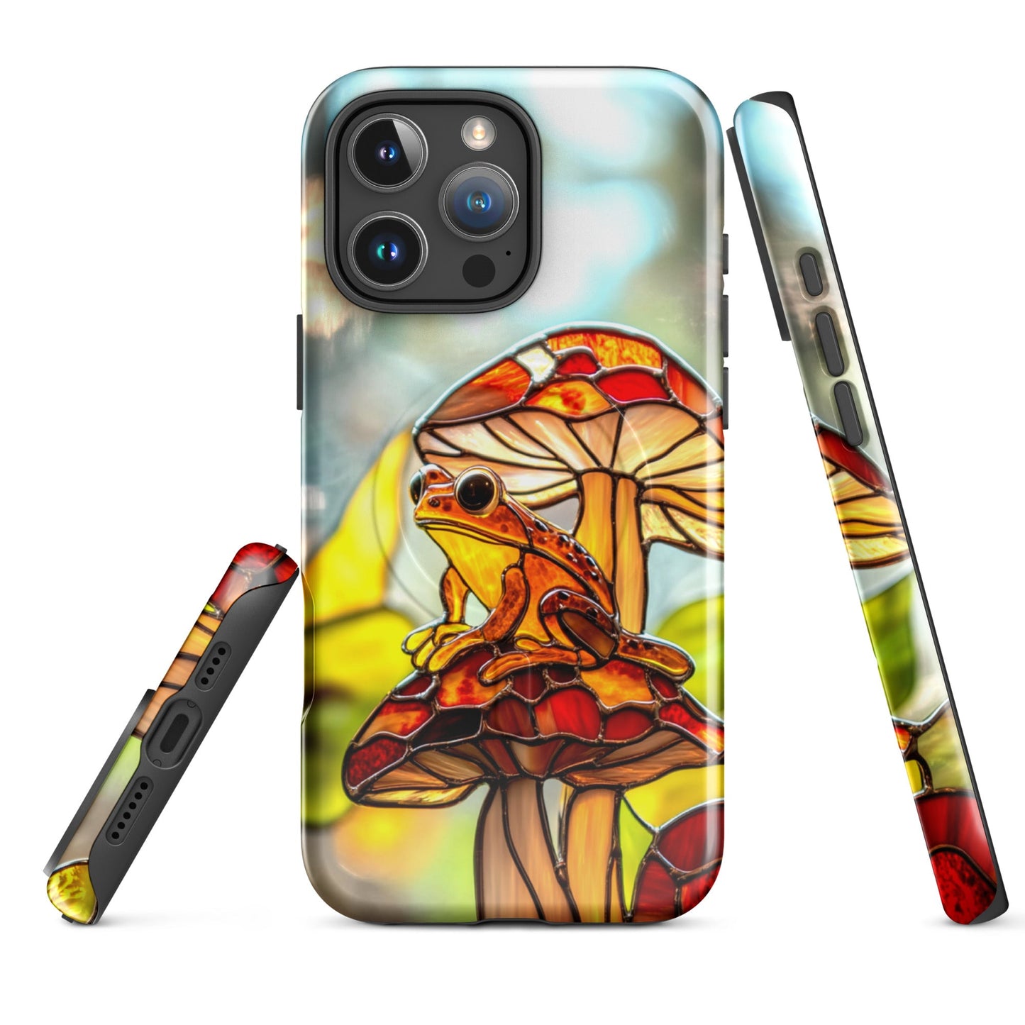 Stained Glass Effect Frog on a Mushroom MagSafe® Tough Case for iPhone®iPhone CaseGalactrip CoutureProduct mockup