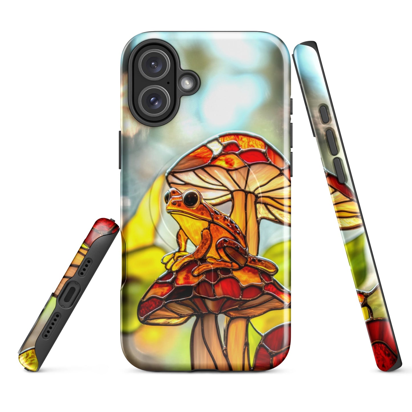 Stained Glass Effect Frog on a Mushroom MagSafe® Tough Case for iPhone®iPhone CaseGalactrip CoutureProduct mockup