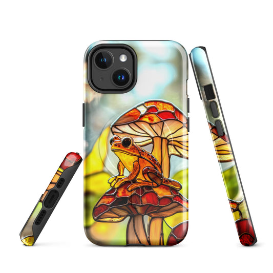Stained Glass Effect Frog on a Mushroom MagSafe® Tough Case for iPhone®iPhone CaseGalactrip CoutureProduct mockup
