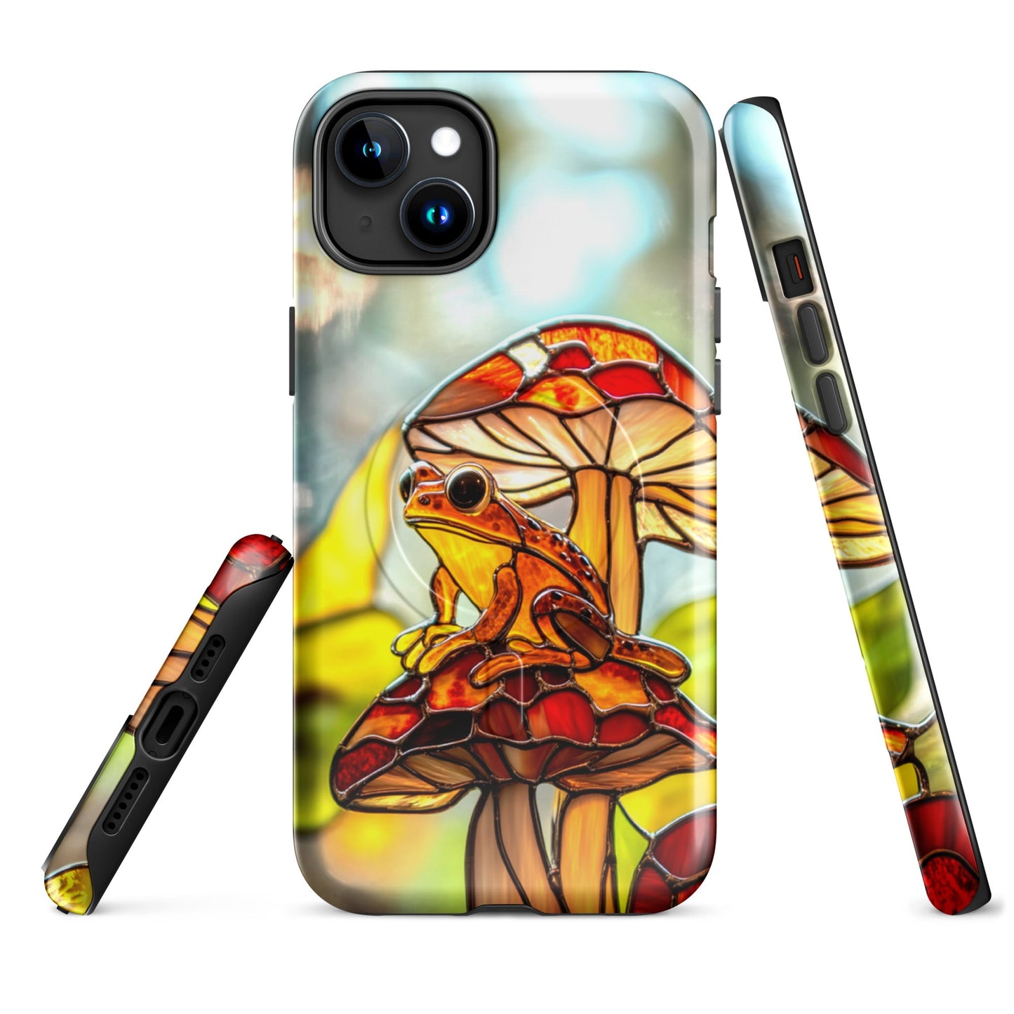 Stained Glass Effect Frog on a Mushroom MagSafe® Tough Case for iPhone®iPhone CaseGalactrip CoutureProduct mockup
