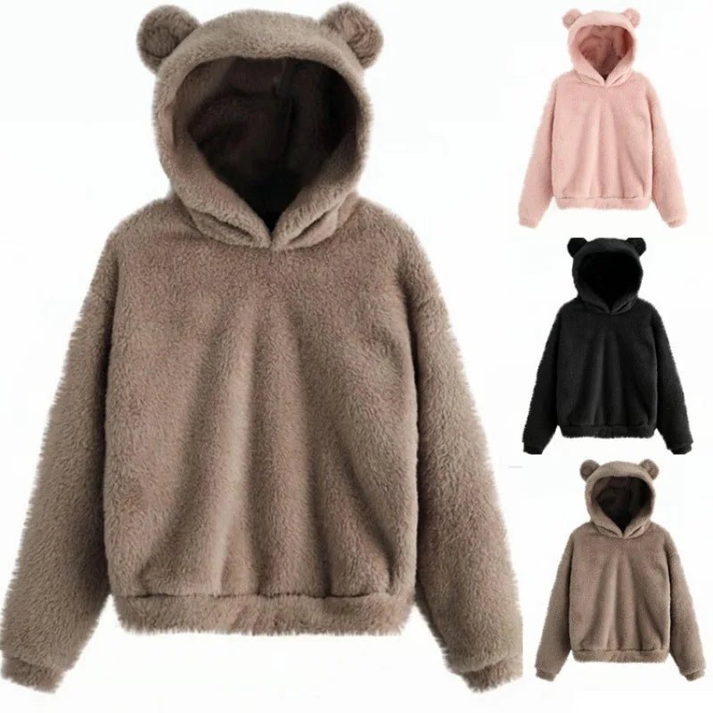 Women’s Plush Hoodie with Bear Ears - Warm Casual Winter SweatshirtHoodieGalactrip CoutureWomen’s Plush Hoodie with Bear Ears - Warm Casual Winter Sweatshirt