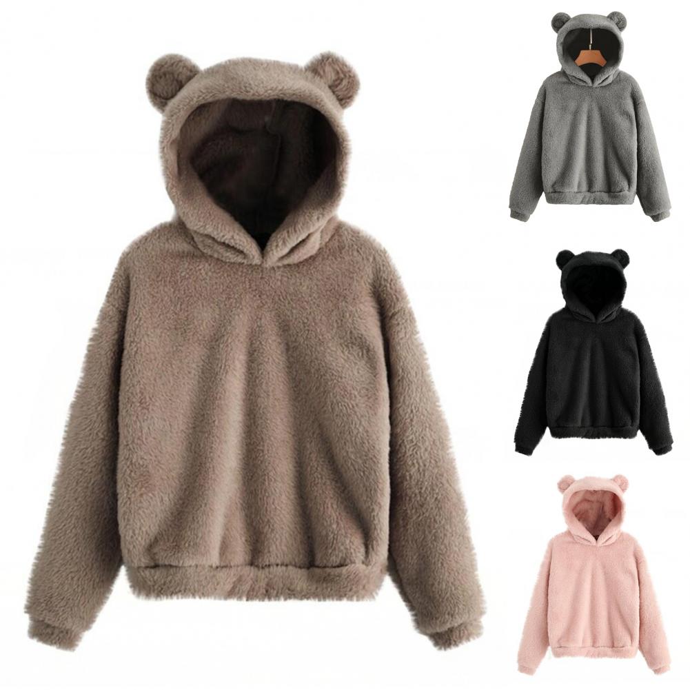 Women’s Plush Hoodie with Bear Ears - Warm Casual Winter SweatshirtHoodieGalactrip CoutureWomen’s Plush Hoodie with Bear Ears - Warm Casual Winter Sweatshirt