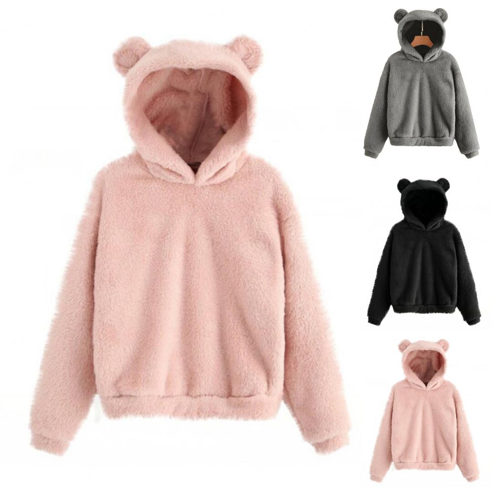 Women’s Plush Hoodie with Bear Ears - Warm Casual Winter SweatshirtHoodieGalactrip CoutureWomen’s Plush Hoodie with Bear Ears - Warm Casual Winter Sweatshirt